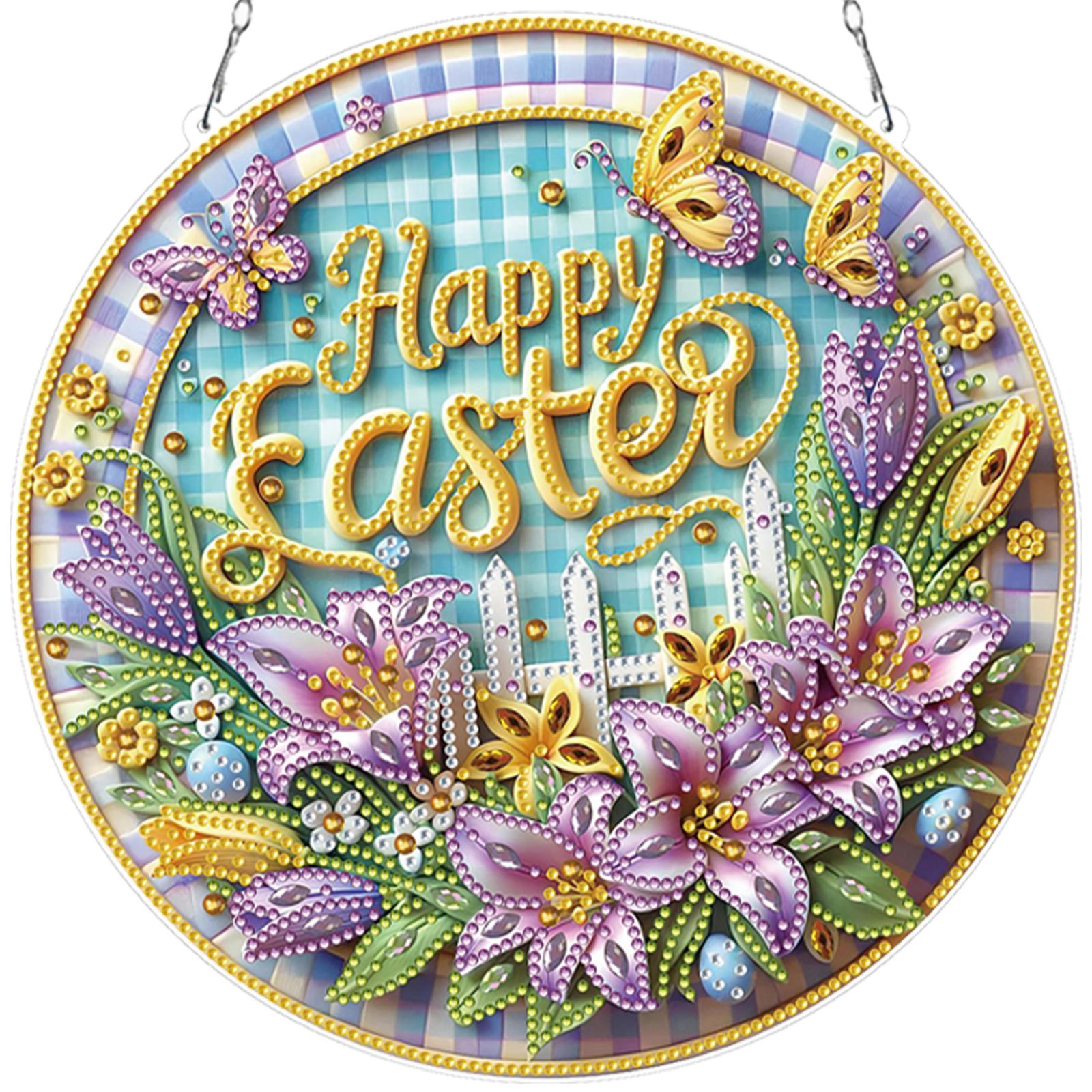 

Holiday DIY 2D Flat Acrylic Diamond Painting Kits Rhinestone Diamond Art Window Pendants Double Sided Diamond Art Pendant