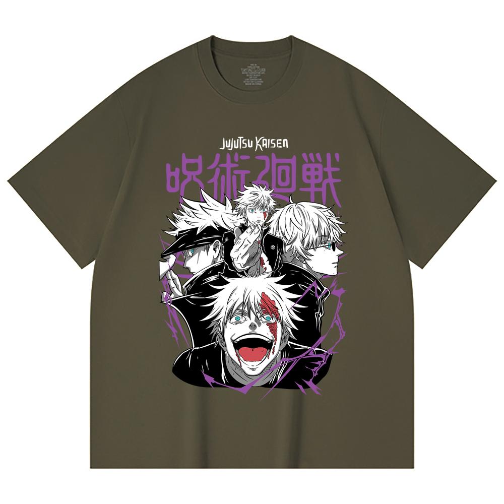 230 Gsm 100% Cotton Jujutsu Kaisen V3 Gojo Print Unisex Heavy Cotton T Shirt