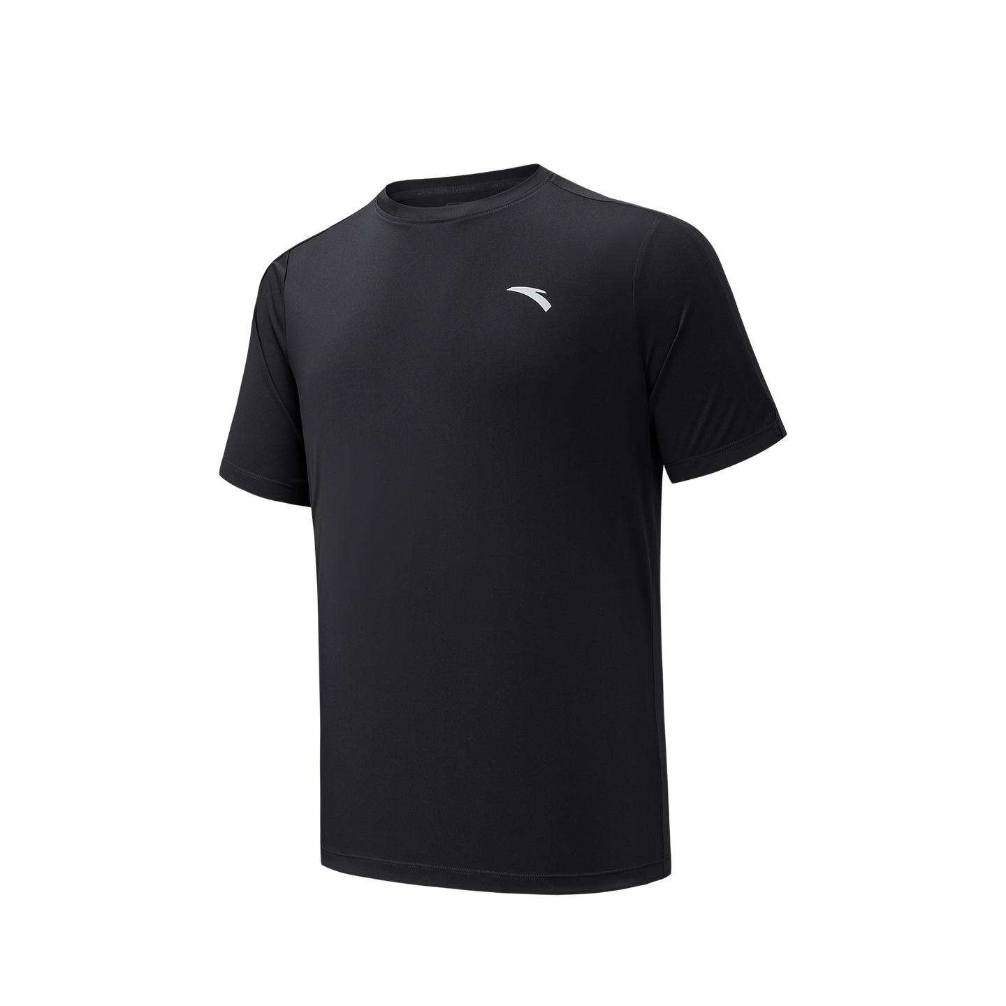 Anta Plain Round Neck Short Sleeve Sports T-Shirt Men tops Black 952627103-4