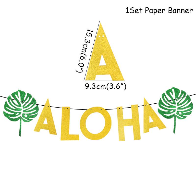 Hawaiian Party Decorations Hawaii Palm Leaves Bunting Banner Luau Aloha Flamingo Summer Tropical Party Birthday Wedding Decor