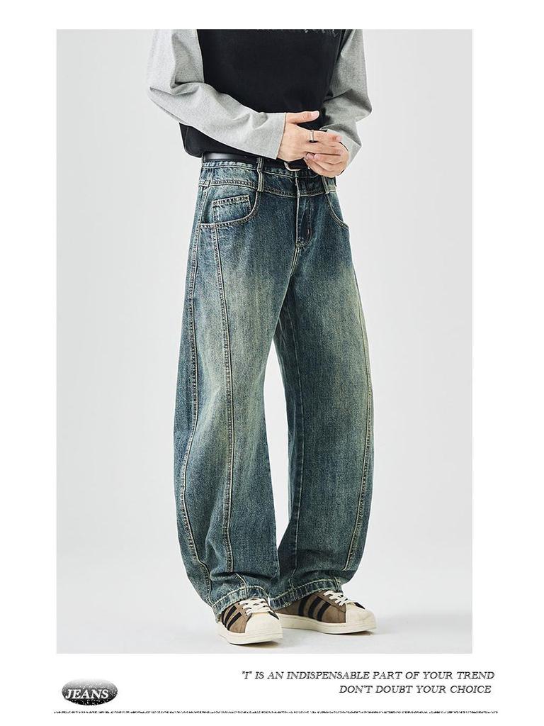 Scimitar Jeans: Men's Y2K Punk High Street Wide-Leg, Loose-Fit Casual Pants