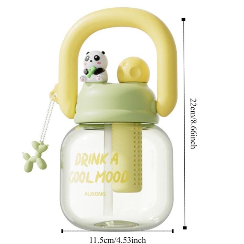 With Straw Portable Drink Bottle Leakproof Transparent Bottle Kids Water Sippy Cup  Outdoor