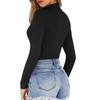 Women's Casual Bodysuit Long Sleeve Bodycon Catsuit Leopard Print