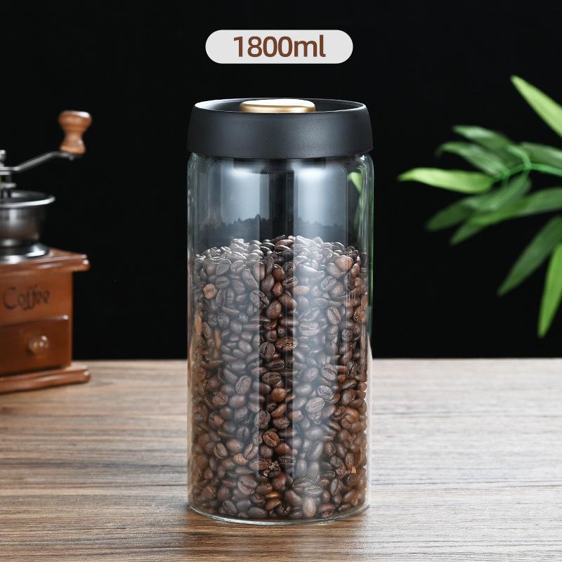 Coffee Beans Vacuum Sealed Tank Glass Sealed Jar Household Moisture-proof Air Extraction Airtight Container Household Coffee Set