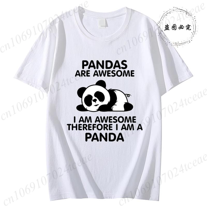 Pandas Are Awesome Print Unisex Tshirt Casual Tshirt Summer Lazy Panda Animal Graphic Fashion Female Tee T Shirts Unisex Clothing
