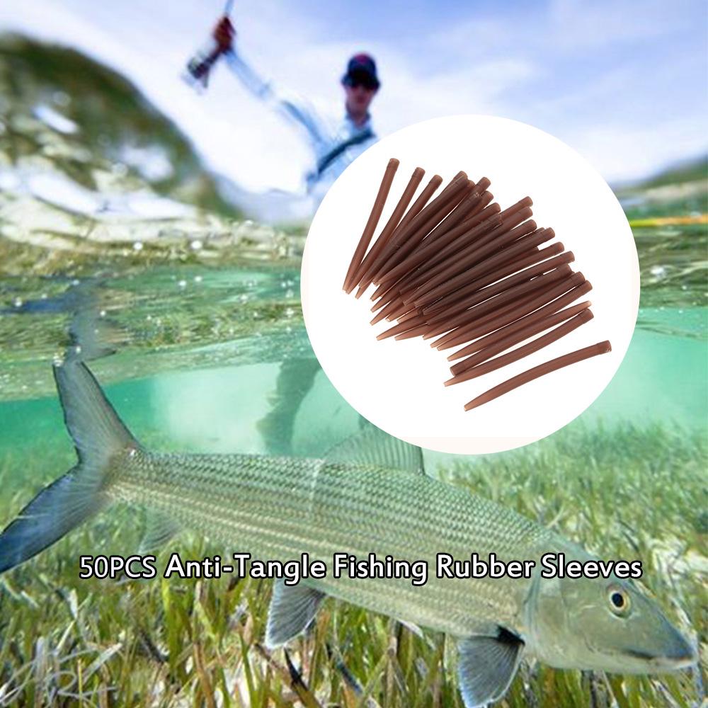 50pcs 54mm Anti Tangle Rubber Sleeves Connect with Fishing Hook Carp Coarse Fishing Accessories