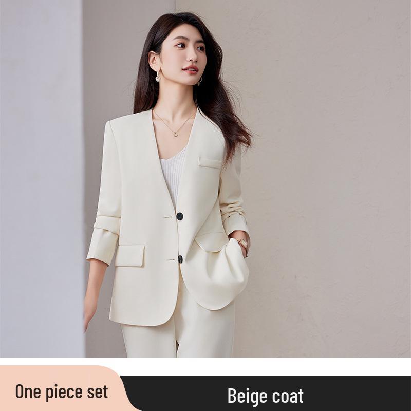 

Весна 2025 Женский Блейзер Высокого Класса Молочно-Белого Цвета - Изысканный Модный Комплект XXXXL