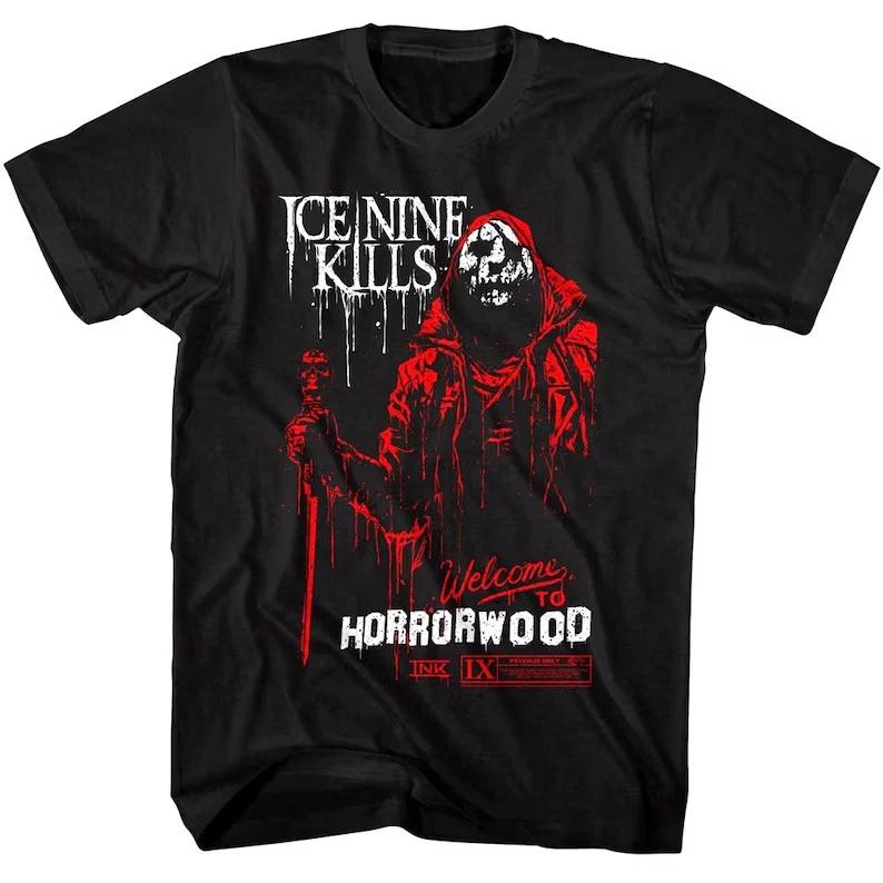 

Ice Nine Kills Men s 100% Cotton T-shirt Mens Tees Top Welcome to Horrorwood Graphic Tee 3XL