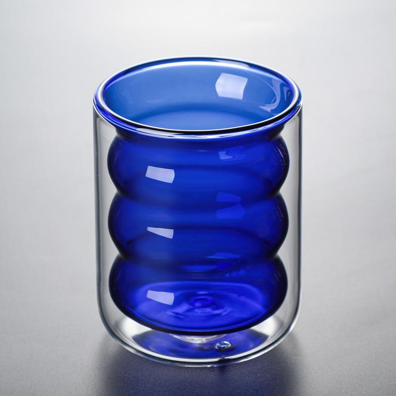 Colored Double-Walled Spiral Glass Cup: Ideal for Milk, Coffee, Mousse, Juice At Home or Office.