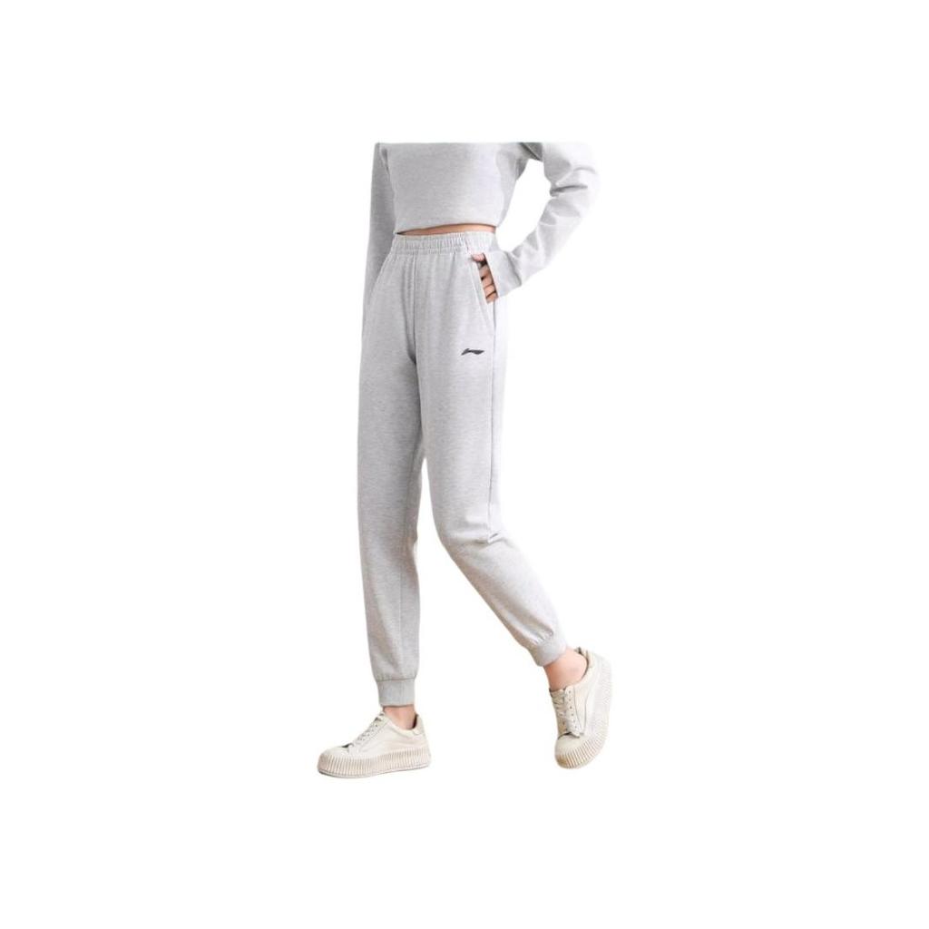 Li-Ning Solid Color Quick-Dry Casual Pants Women Bottoms Light-Gray AKLU993-2
