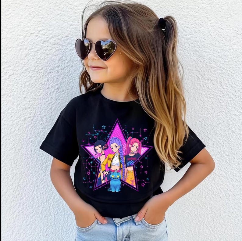 Kpop Demon Hunters Kids Shirt, Huntrix Girls Youth Sweatshirt, Mira Rumi Joey Shirt, Demon Hunters Toddler long Sleeve, Kpop Fan Gift 120