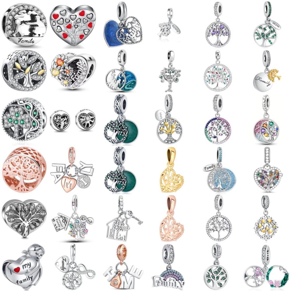 925 Silver Charm Family Tree Sunflower House Pendant DIY Bracelet Jewelry Gift for Women Fashion Trendy