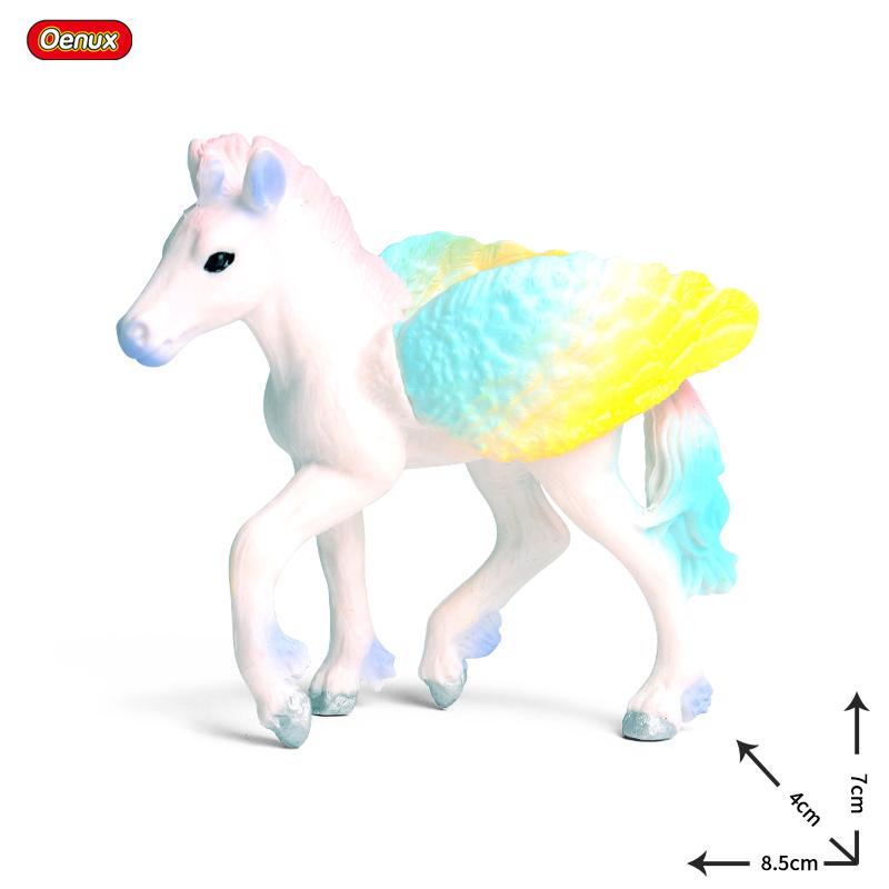 Oenux Original Genuine Fairy Tale Fly Horse Simulation Animal Mythical Elves Elf Pegasus Action Figures Model PVC Cute Kids Toy