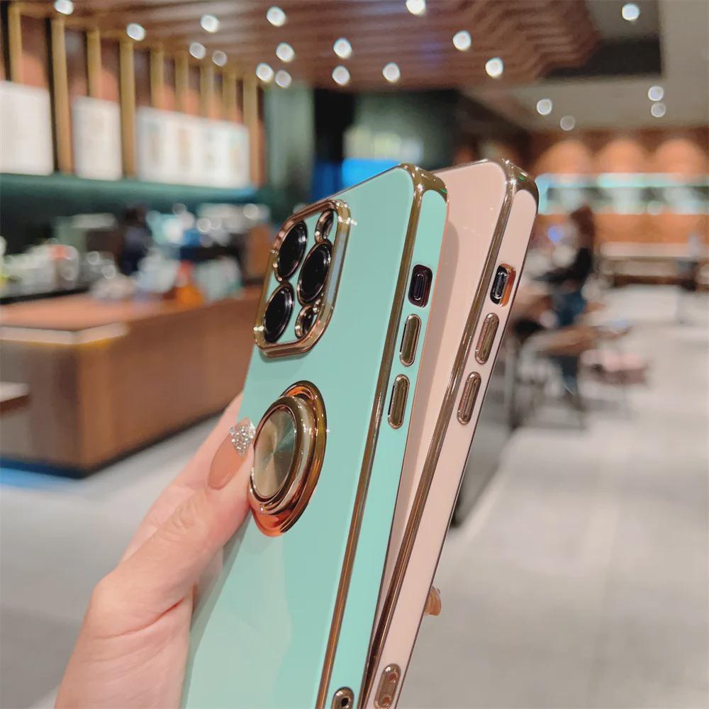 Magnetic Ring Bracket Electroplated Case for iPhone 11/12/13 Pro/14/15/XR/XS Max 