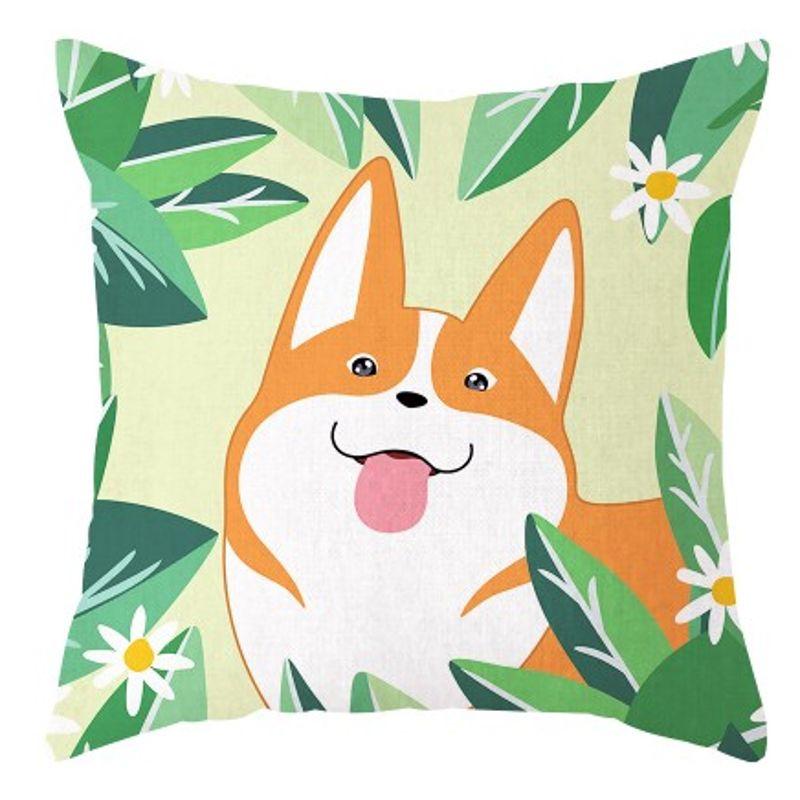

Милая собака геометрическая подушка корги диванная подушка свежая офисная подушка современная хлопково-льняная ткань поясничная подушка 1 45*45cm pillowcase