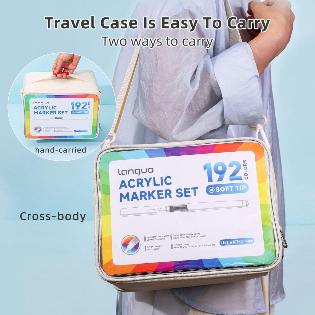 Blue Fruit 240-Color Acrylic Marker Pen Set with Soft Head for Student Graffiti and Art