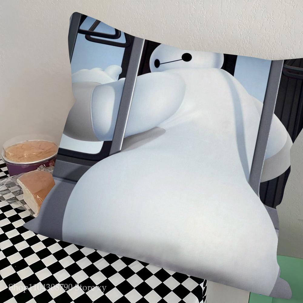 B-Baymax Animated Character Pillow Case Square Pillow Bedroom Sofa Leisure Comfort Cushion Car Living Room Home Decoration