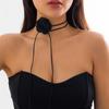 Gothic Elegant Big Rose Flower Clavicle Chain Necklace Women Wed Bridal Sexy Adjustable Choker Mariage Zircon Y2K Accessories