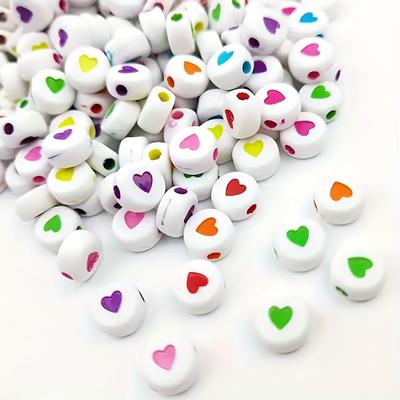 100 Pcs 7mm Assorted Color Heart Acrylic Beads for DIY Jewelry Making, Cute Acrylic Bead Kit for Bracelets and Necklaces, Crafts Supplies
