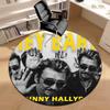 1pc Johnny Hallyday Music Album Round Carpet Painted Printed Circular Carpet, Home Door Mat, Outdoor Travel Protection Carpet