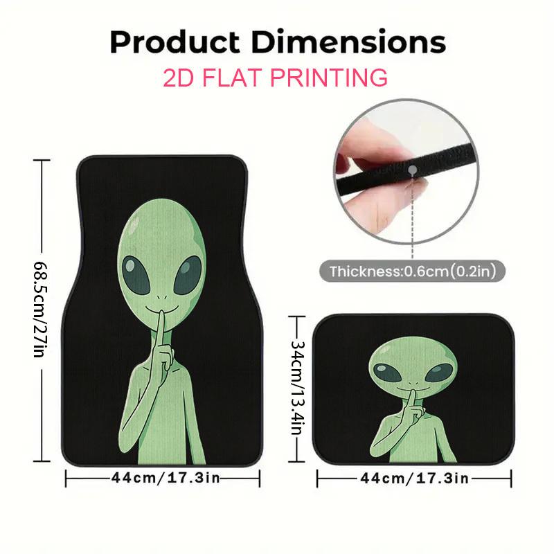 4pcs Alien-Themed Car Floor Mats Stylish Printed Design Perfect For Summer Road Trips And Everyday Driving Use