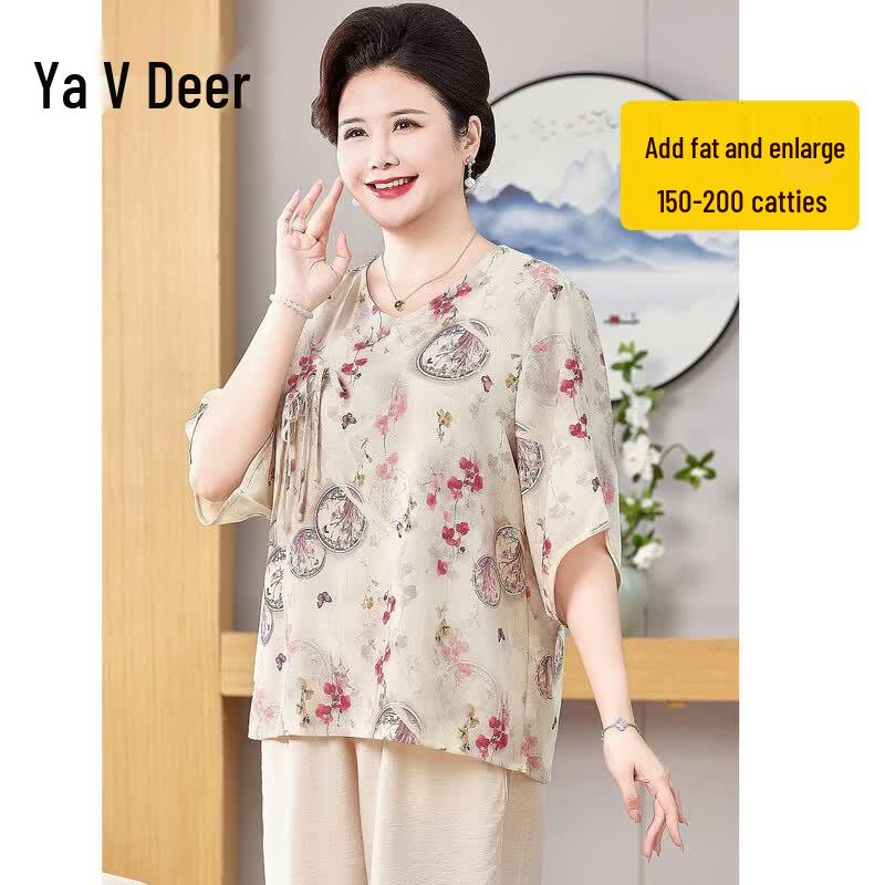 Yalu Summer V-Neck Plus Size Women s Top 4XL