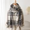 Imitation Cashmere Classic Brown And Black Plaid Warm Shawl Scarf Autumn And Winter Fashion Atmosphere Versatile Fringed Scarf