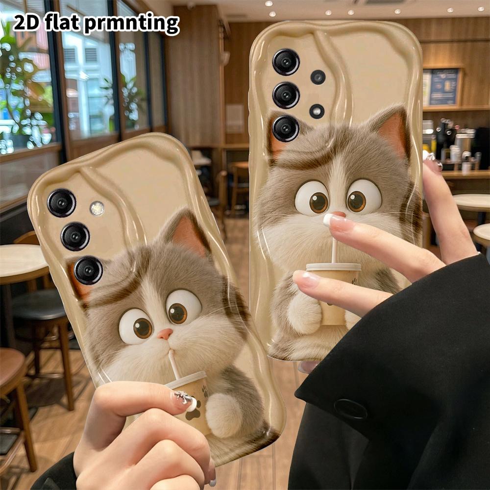 Phone Case: 2D flat Samsung Galaxy A34 A35 M05 M06 S20 S22 S21 FE Plus 5G protective case, plush little cat, perfect Christmas and Halloween holiday g