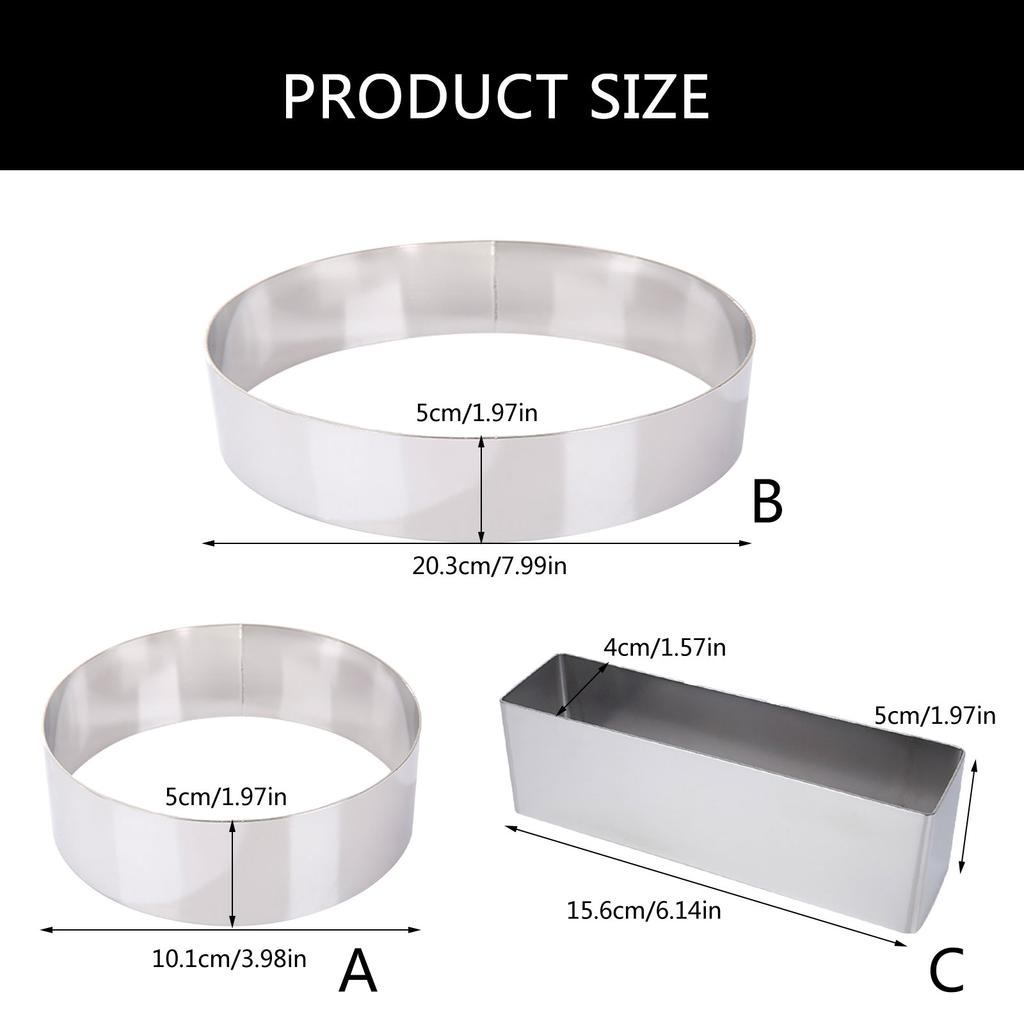 Inel rotund pentru tort, formă de copt pentru tort, oțel inoxidabil, inele pentru desert, formă pentru patiserie, instrument de copt pentru desert, formă antiaderentă pentru mousse