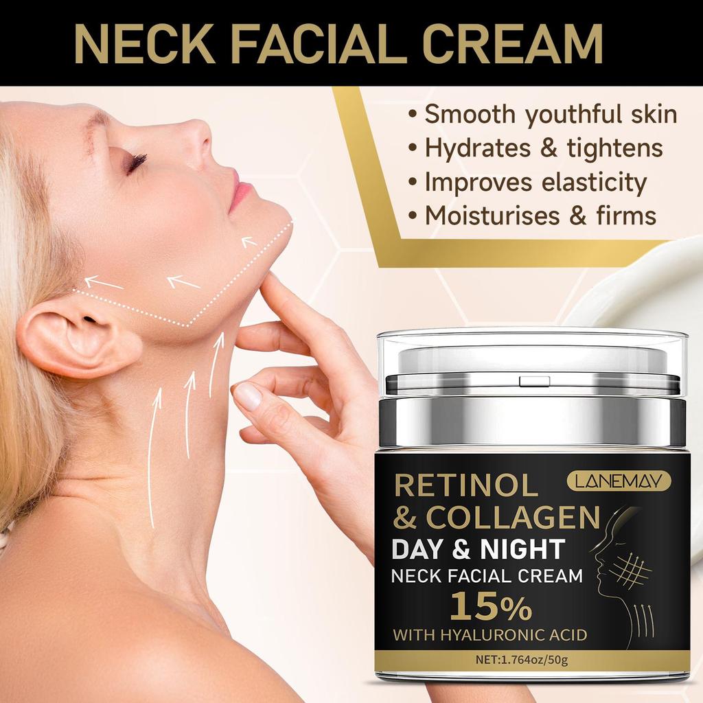 Retinol & Collagen Neck Facial Cream-Moisturizes And Firms The Skin-Smooth Younthful Skin-Suitable For All Skin Types, 50g