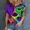 Summer Women's Top Round Neck Multi Color 3D Printed T-shirt Women's Elegant, Fashionable, Comfortable Short Sleeve Top