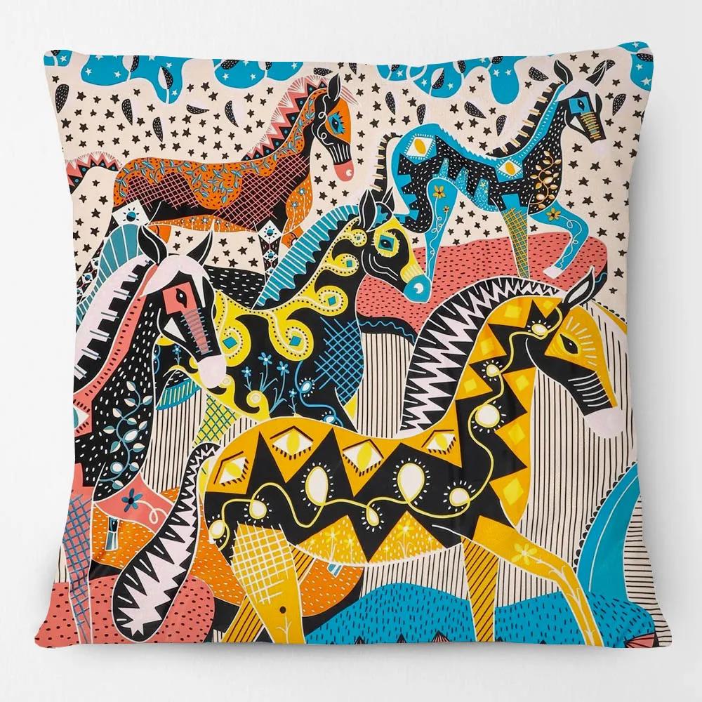 Fashion Multicolor Horse Head Cushion Covers Luxury Animals Sofa Decorative Pillows Case 45X45CM Decorative Pillows
