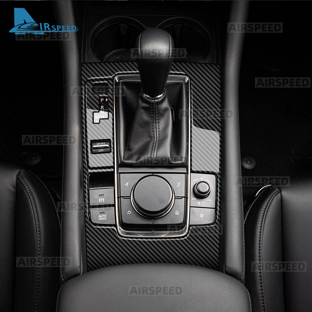 For Mazda 3 Axela BP 2019 2020 2025 2025 2025 2025 2025 Real Soft Carbon Fiber Sticker Automatic AT Car Gear Shift Panel Trim