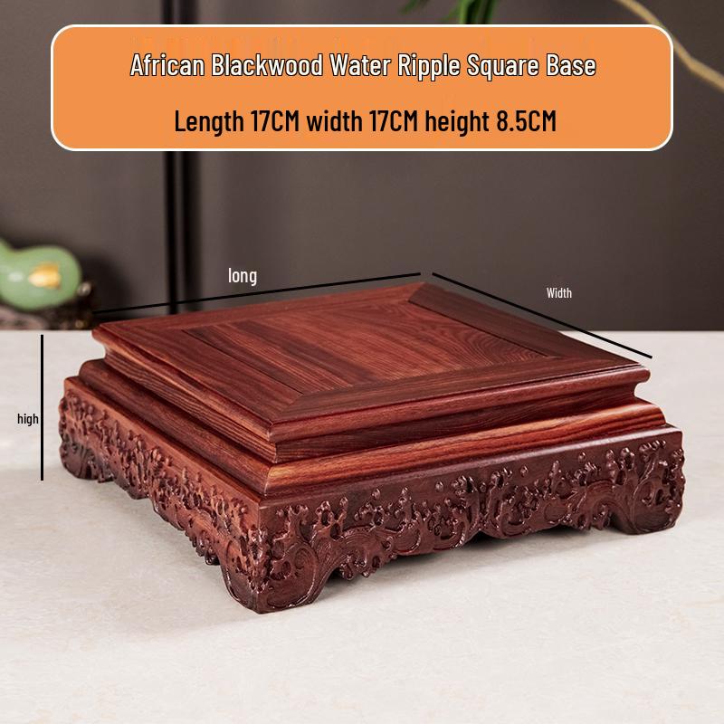 Socha Buddhy z palisandru a ručně vyráběné předměty Guanyin na podstavci z masivního dřeva s obdélníkovou vázou a kamenným bonsají