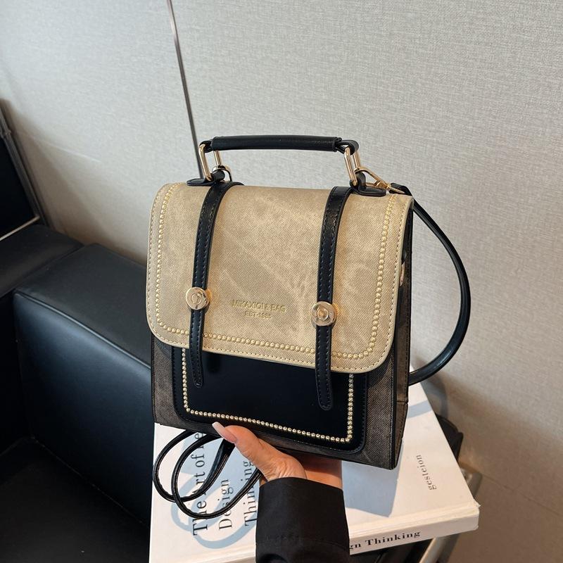 Retro texture portable backpack women's autumn and winter niche single shoulder messenger bag small backpack