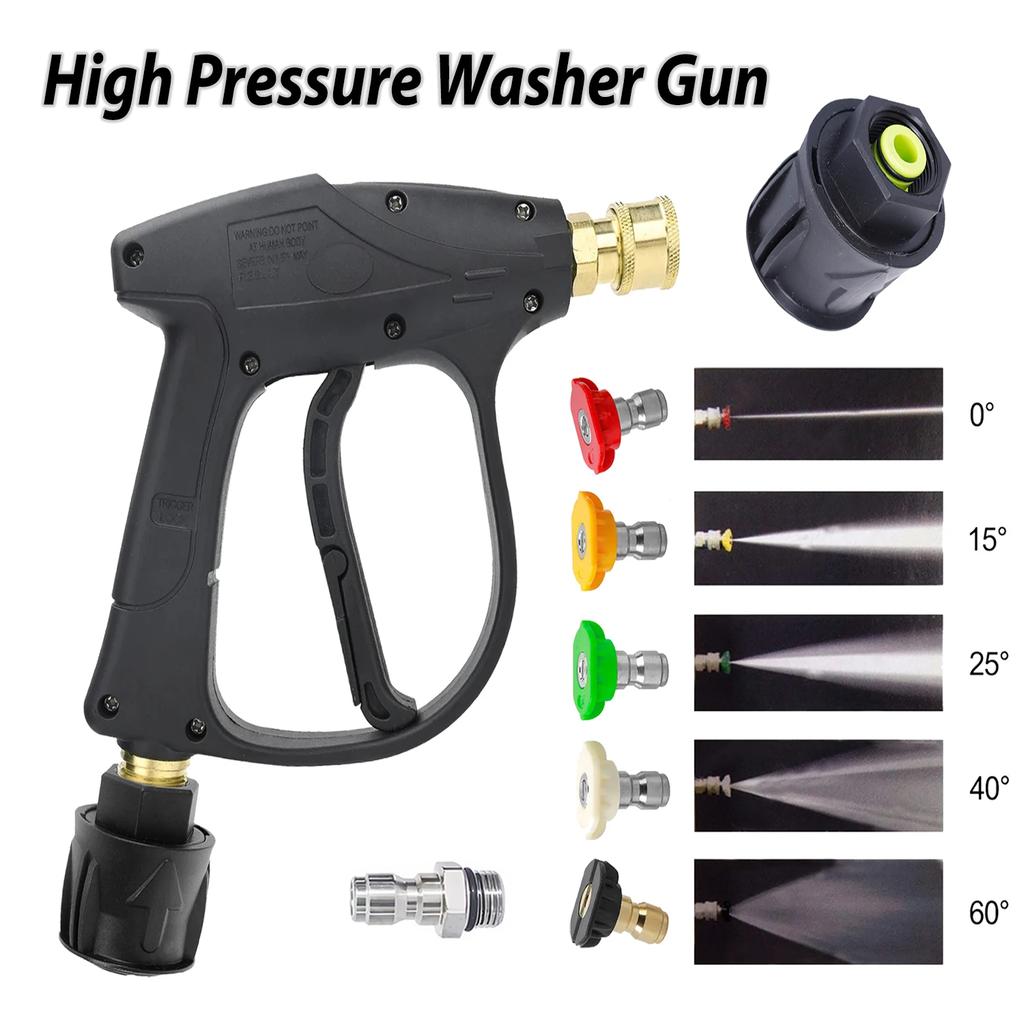 High Pressure Spray Gun 5 Soap Nozzles, 14mm M22/1/4" Quick Connect, for Karcher Nilfisk, Car Wash Foam Washer, Pressure Washer