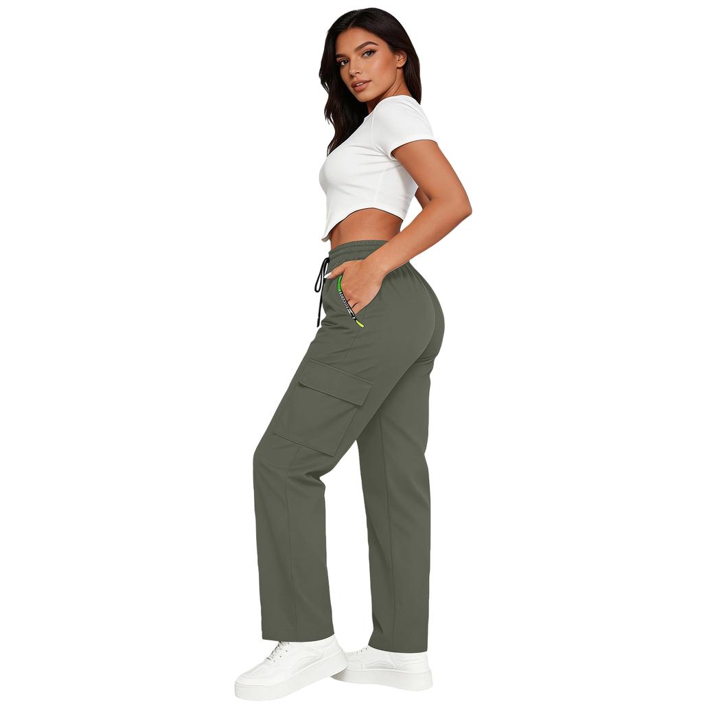 Women’s Loose Casual Pants – Quick-Dry Cargo Pants With Drawstring
