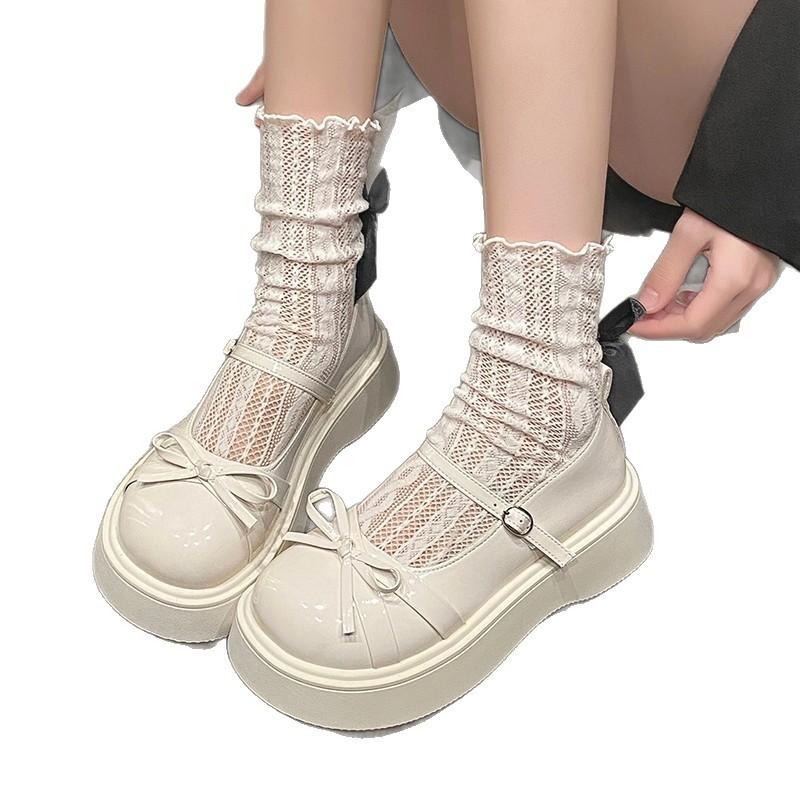 Small Leather Shoes Women's Summer New Trendy and Retro Thick Soles Increase Height Mary Jane Shallow Mouth Women