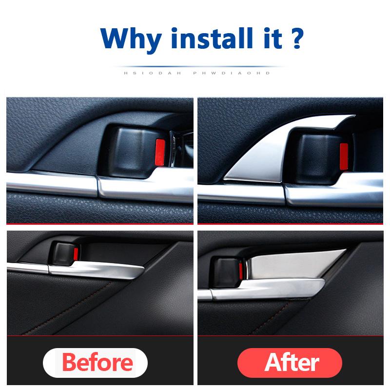 Stainless Steel Inner Door Bowl Patch Handle Sequin Accessories For Toyota Camry 8TH XV70 2018    Refit Accessories