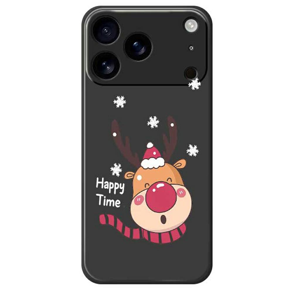 

For iPhone 17 Pro Max Case Smiling Deer Pattern Printing Straight Edge TPU Phone Back Cover D