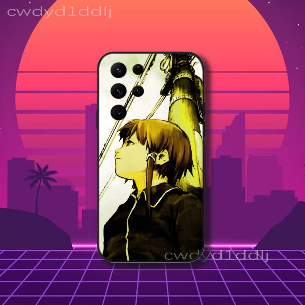 Serial E-Experiments Lain Phone Case For Samsung S10,S21,FE,S21 ,S26,S25,S24,S23,Ultra,S9,S22,Plus Black Shockproof Silicone Sof
