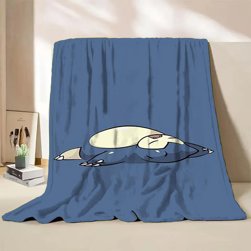 Pokemon Snorlax Flanelová Nadýchaná Fleece Deka pro Domov Ložnici Postel Pohovku Kancelář Dětská Přikrývka Dospělá Měkká Deka Dětský Roztomilý Dárek