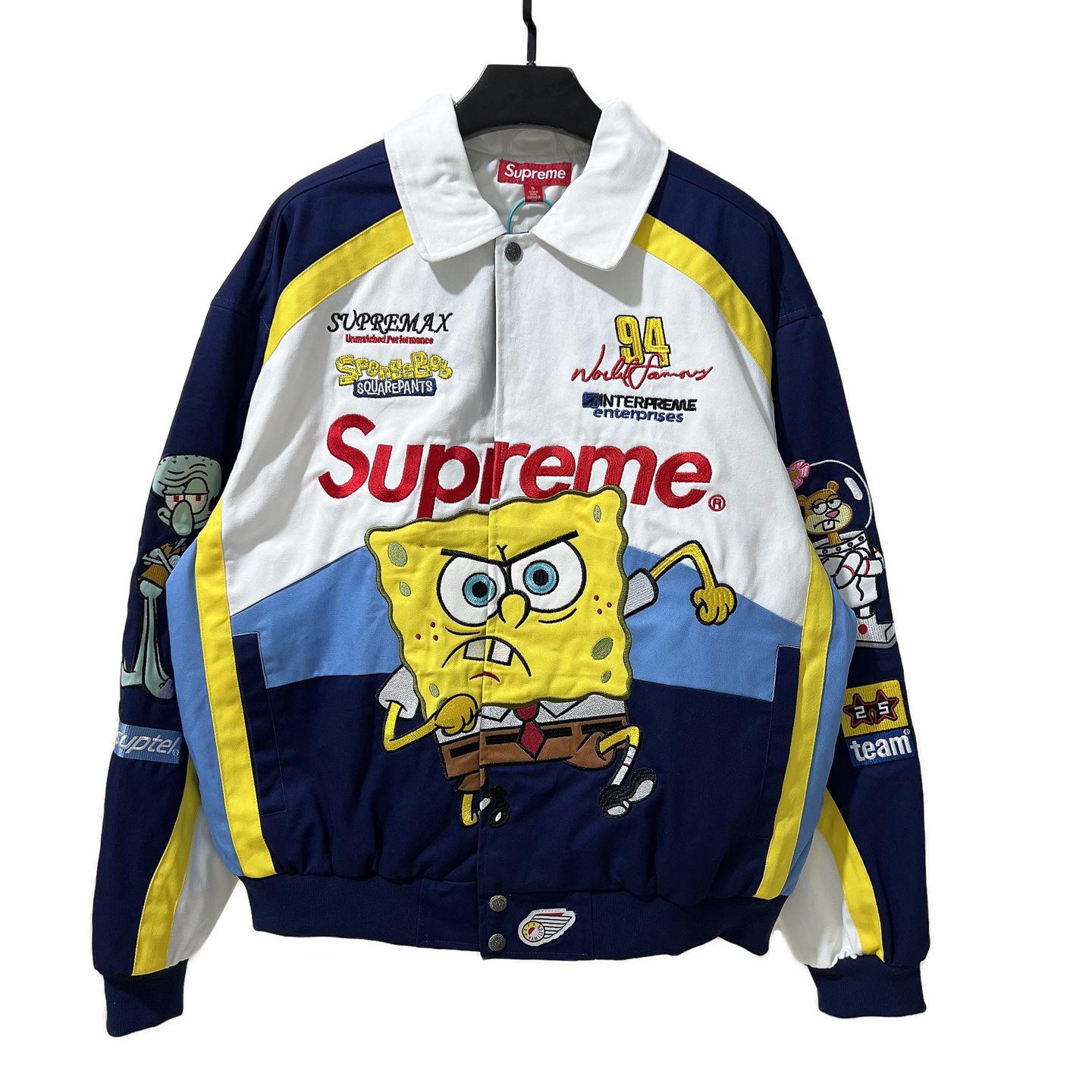 

Чоловіча куртка SpongeBob Вуличний стиль Колірний блок Хіп-хоп - Повсякденна вільна посадка 2XL