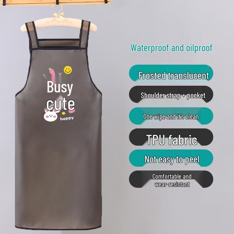 New Transparent TPU Apron: Waterproof, Oil-Resistant, Dirt-Resistant Cartoon Protective Waist Cover.