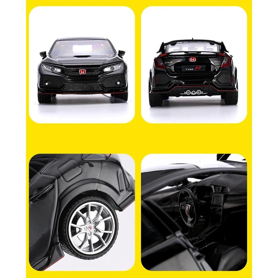 1/24 HONDA CIVIC TYPE R Alloy Sports Car Model Diecast & Toy Vehicle Metal Racing Car Model Sound and Light Collection Kids Gift