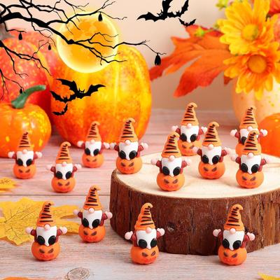Halloween Mini Wichtelfigur Miniatur Kürbis Wichtel Statue Winzige Tischdekorationen für Zuhause Garten Landschaft Dekor