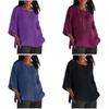 Cotton Linen Blouse For Women With Round Neck And Seven Quarter Sleeves For Casual Office Wear