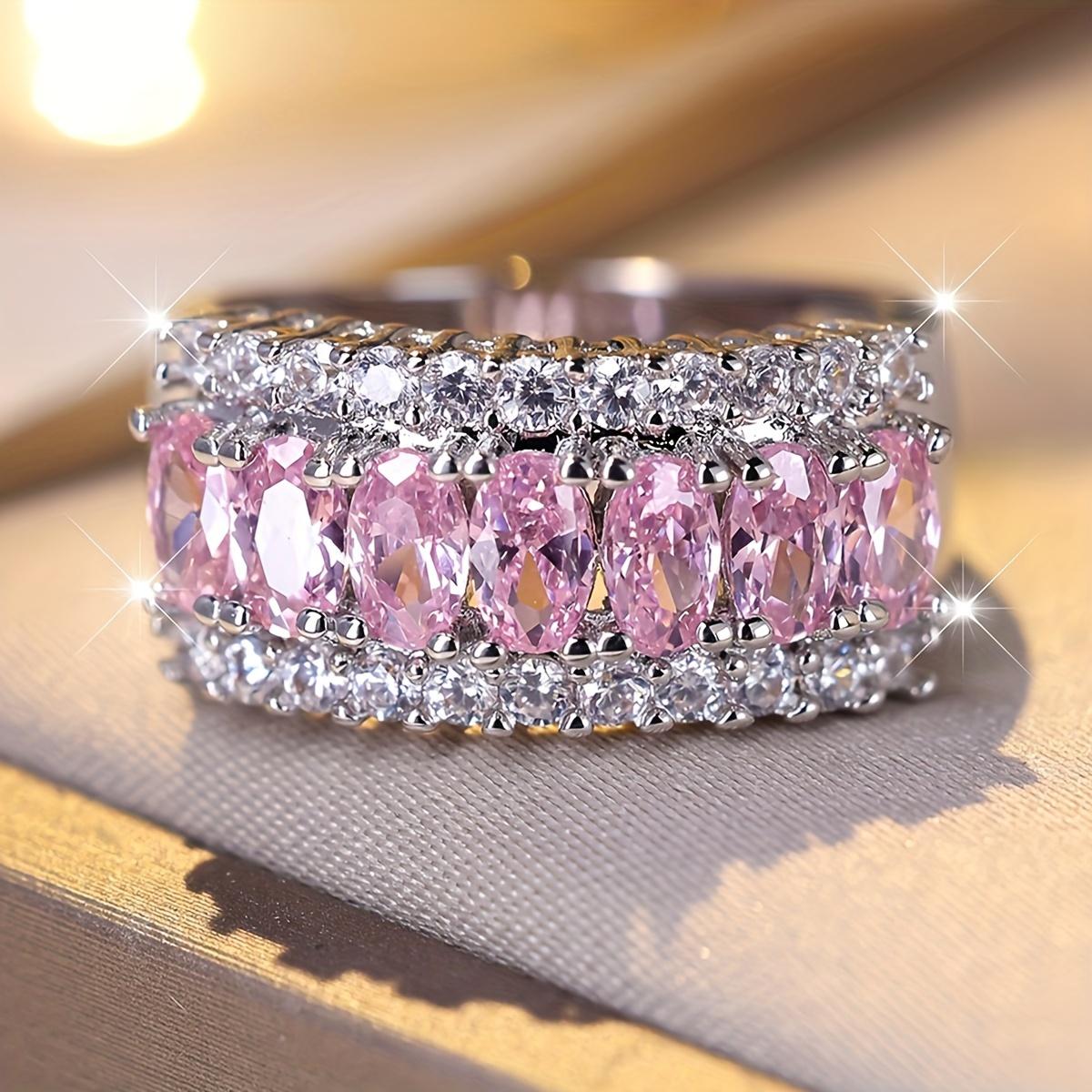 

Women s Boho Wave Band Ring - Synthetic Cubic Zirconia, Copper with Silvery/Golden Finish, All-Season Jewelry | Ideal for Christmas Party & Daily Wear 6 розовый