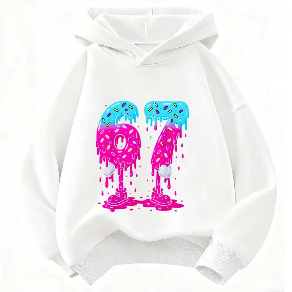 Autumn SIX SEVEN Funny Children Hoodies Level 67 Chaos Hooded Sweatshirt Kids Boy Girl Streetwear Graphic Casual Sport Pullover
