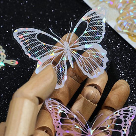 20 Pcs Hollow Carving Butterfly Stickers Decorations 3D Dazzling Mirror Metallic Butterflies Decals for Scrapbooks Junk Journal Supplies